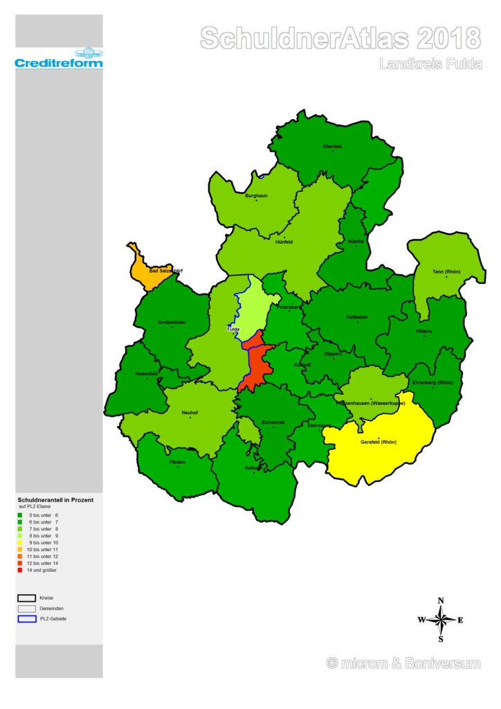 Aktueller Schuldneratlas für die Region Fulda