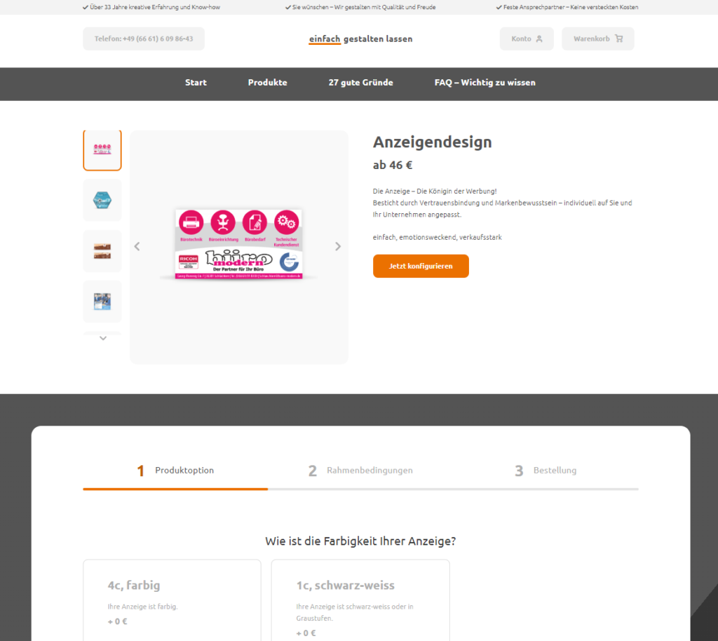 Beispiel einer Anzeige im Konfigurator