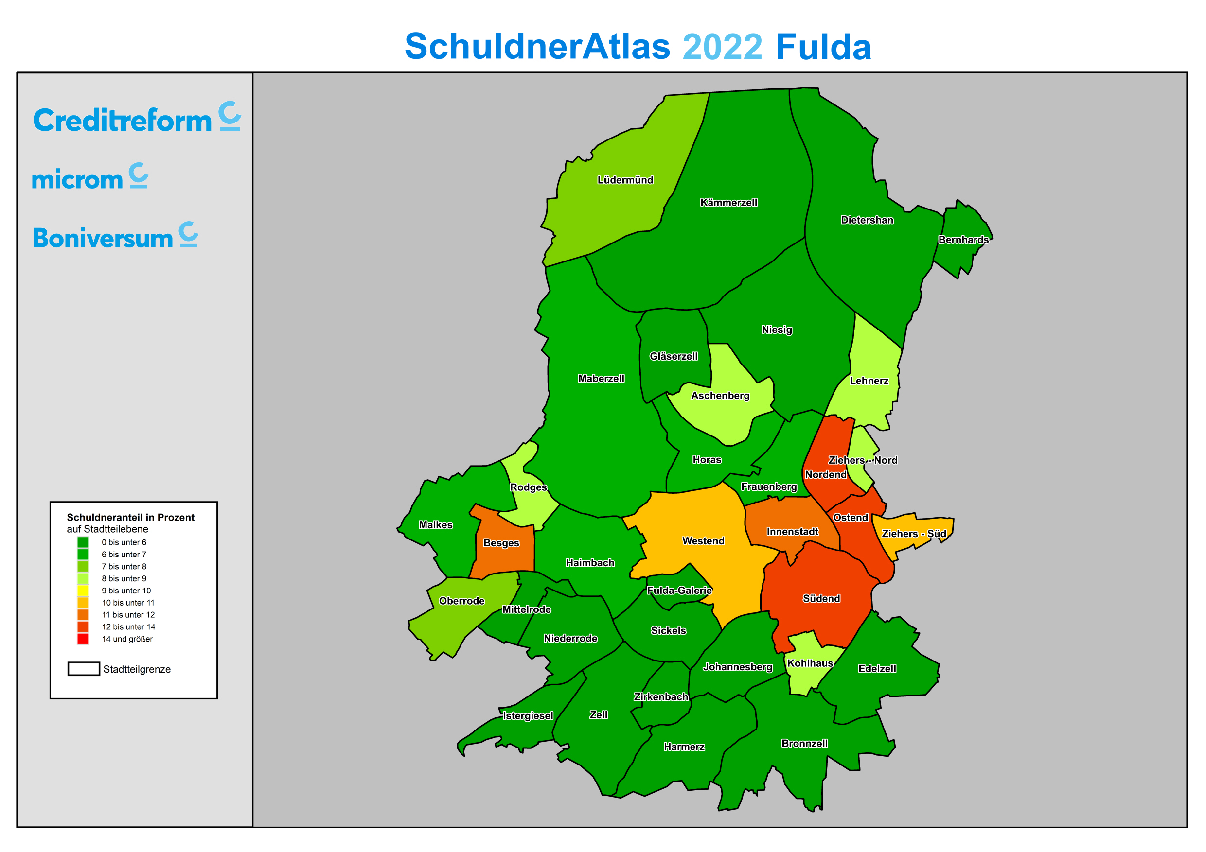 Karte Schuldaneratlas Osthessen 2023